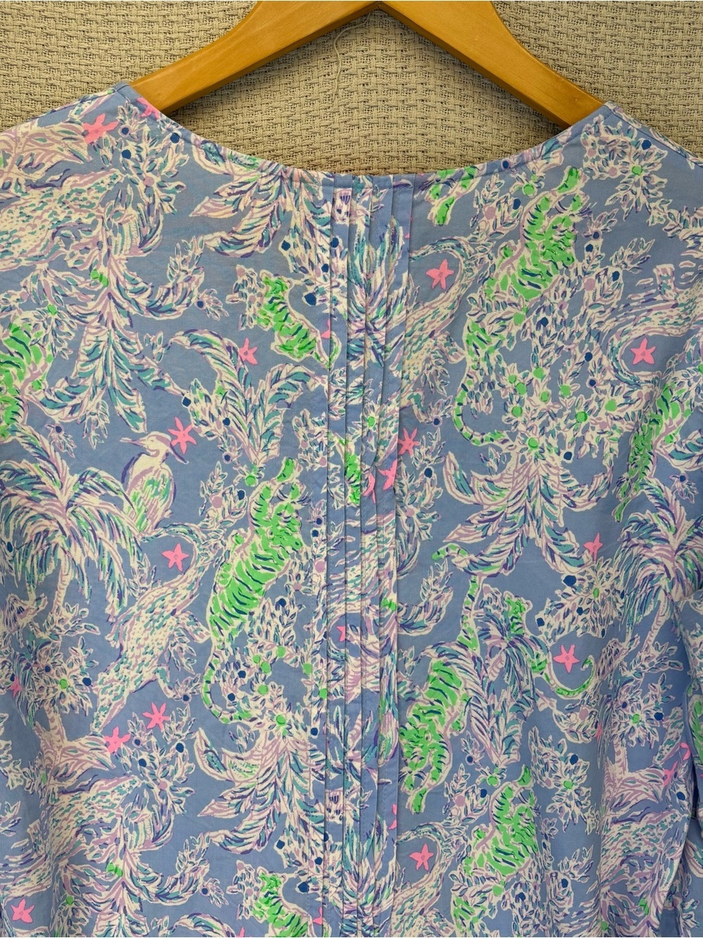 Lilly Pulitzer Hollie Tunic Women's Mini Dress Large Tropical Blue Beach Boho - Picture 7 of 10